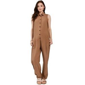 Pietro Brunelli Tan Sleeveless Jumpsuit